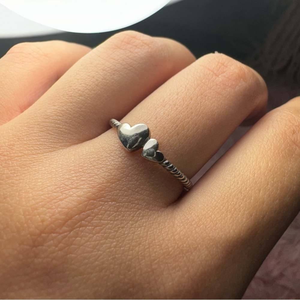 DOUBLE HEART RING (925 STERLING SILVER) - Picture 2 of 3